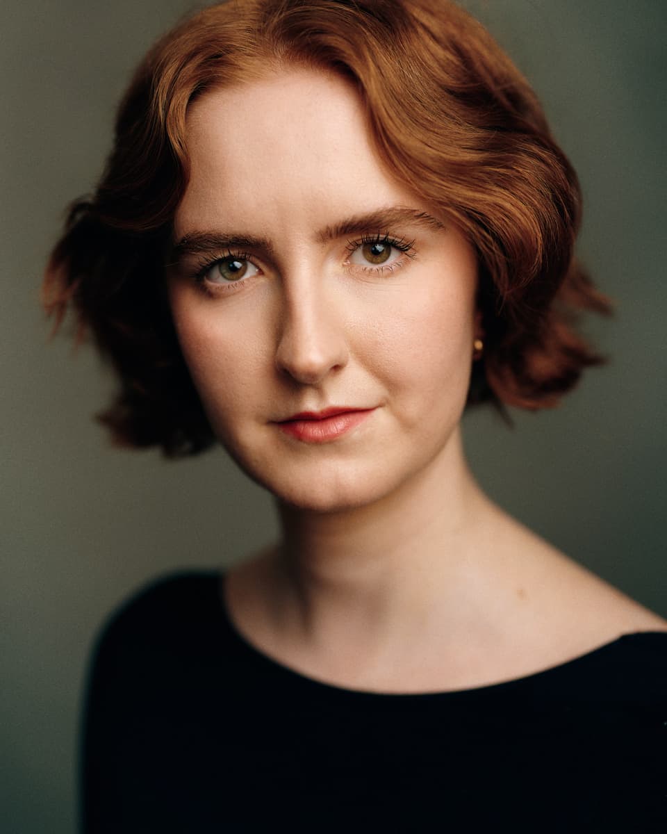 Theatrical headshot actress dramatic close crop