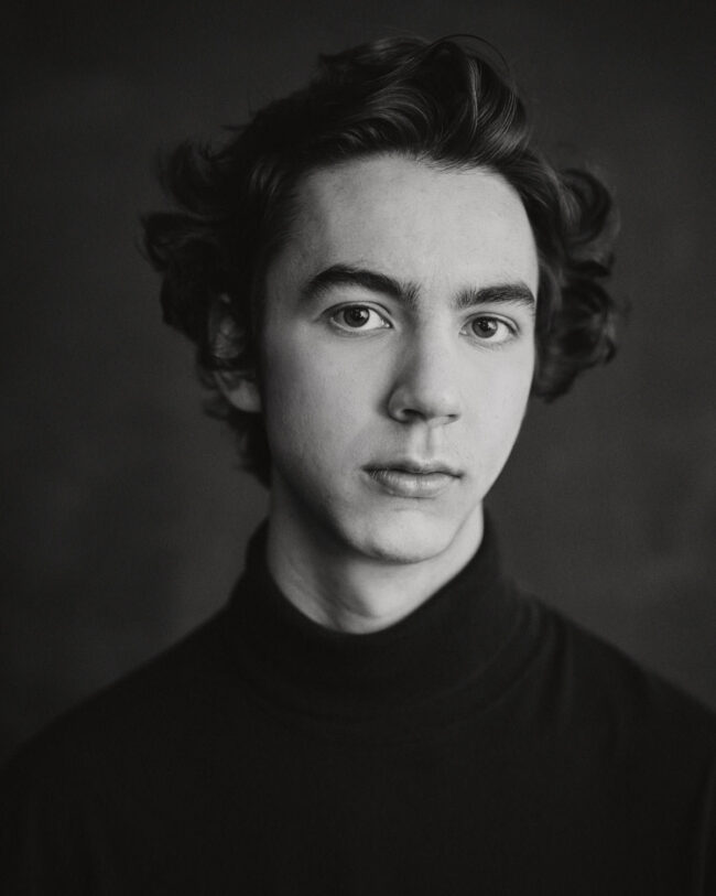 black and white portrait of a young actor